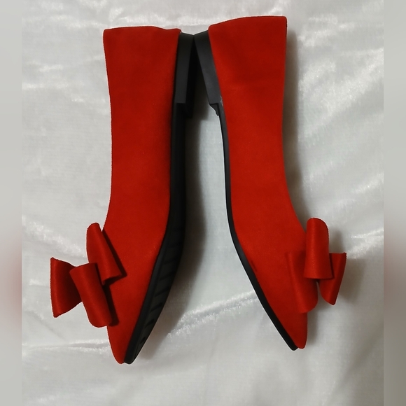 Women's Red-Red Bowknot Ballet Flats NWOT - Picture 7 of 10